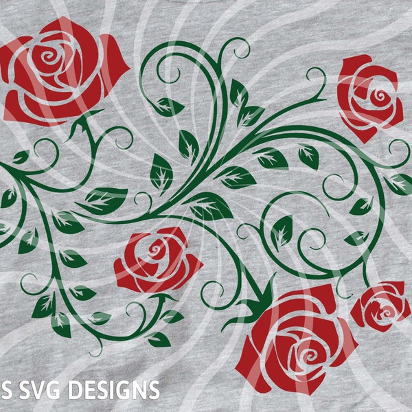 Rose Flowers SVG, roses vine svg, Love svg,  Cut file Cricut Maker Silhouette