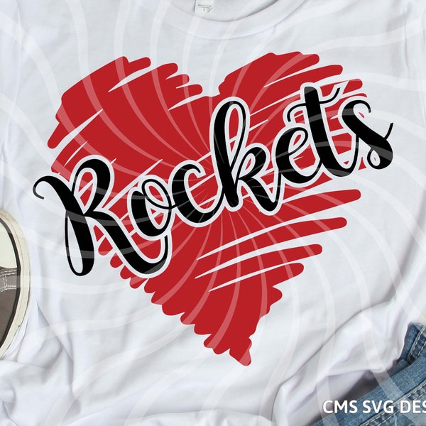 Rockets svg, Rocket svg, Rockets scribble heart, school pride mascot cut file printable cricut maker silhouette