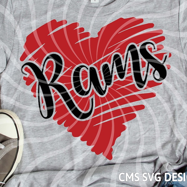 Ram svg, rams svg, Ram scribble heart, school pride mascot cut file printable cricut maker silhouette