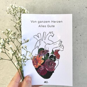 Postkarte mit Kunstdruck »Von ganzem Herzen Alles Gute«