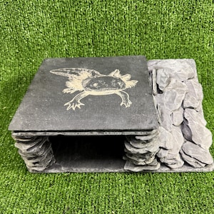 Large Laser Engraved Large Natural Slate Reptile AND Aquarium Caves, Free Postage