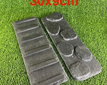 Rampa de pizarra de 30 x 9 cm para fauna silvestre/reptiles, 2 estilos, acuario y hábitat para reptiles.