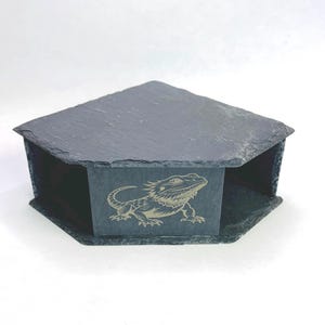 BIG Gecko, Lizard, Bearded Dragon Laser Engraved Slate Cave Image Reptile Hide