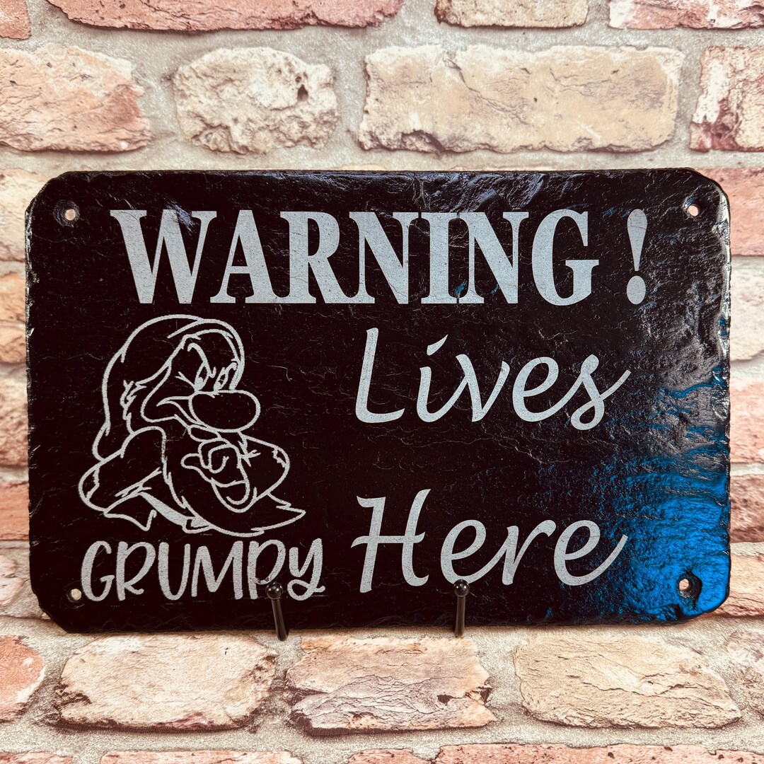 Grumpy Funny Laser Warning Engraved Wall /house / Fence Slate Signs ...