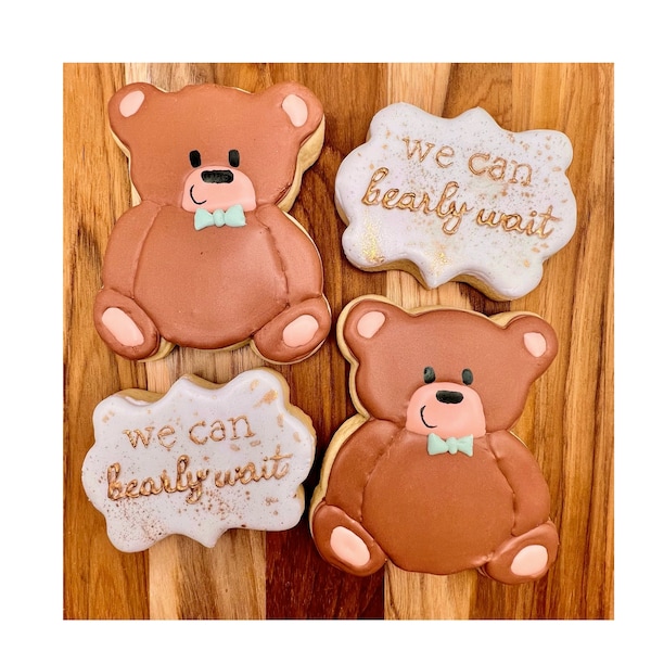 We Can Bearly Wait Theme Baby Shower Sugar Cookies Custom Sugar Cookies Etsy