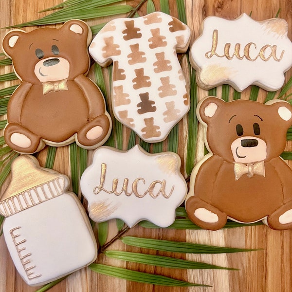 We Can Bearly Wait Theme Baby Shower Sugar Cookies Custom Sugar Cookies