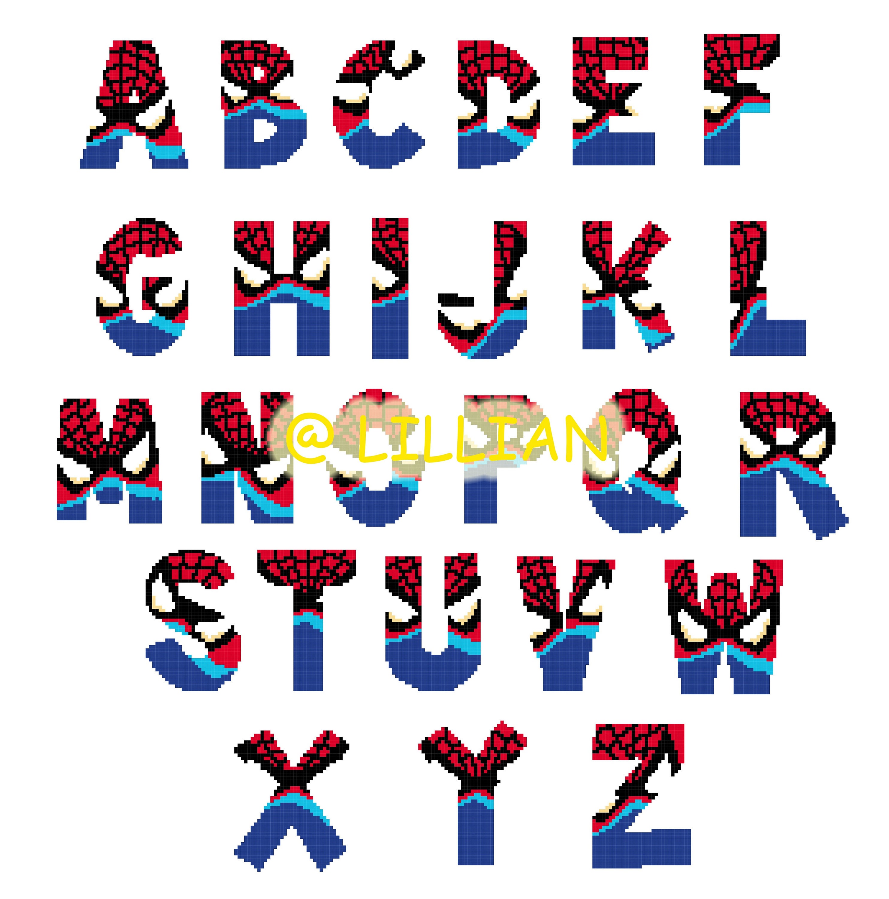 SPIDERMAN Alphabet Alphabets Alphabetical ABC to Z Cross Etsy