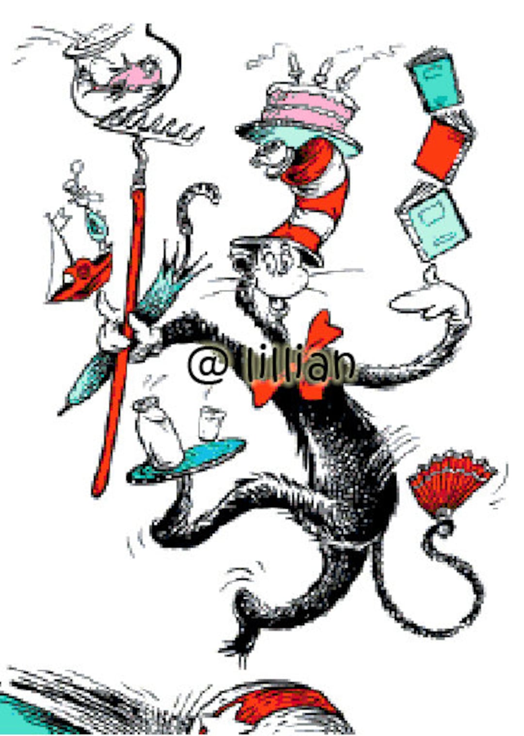 DR SEUSS Cat in the Hat Juggling Plain Cross Stitch Pattern Etsy