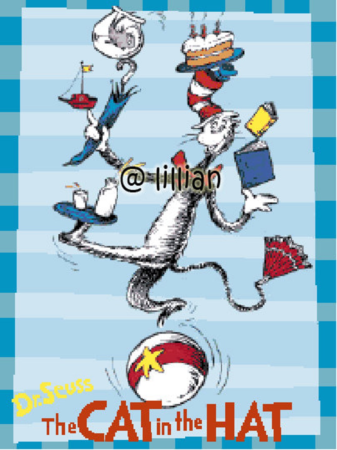 DR SEUSS Cat in the Hat Juggling Color Cross Stitch Pattern Etsy