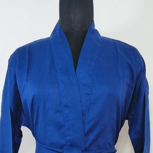 Unisex Breathable Linen Robe Kimono in Cobalt Blue | Spa Robe | Pure Linen Robe | Loungwear Robe | Handmade Linen Robe | Gift For Him/Her