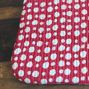 15&quot;-16&quot; Laptop Protector Bag in Red & White Polka Dots | 100% Pure Cotton Quilted Laptop Case | Fit for Laptop, Ipad, or Macbook | Handmade