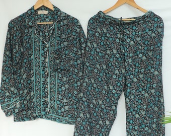 Luxuriöse Seidenmischung PJ Set mit Weißer Paspel und Seitentaschenhose