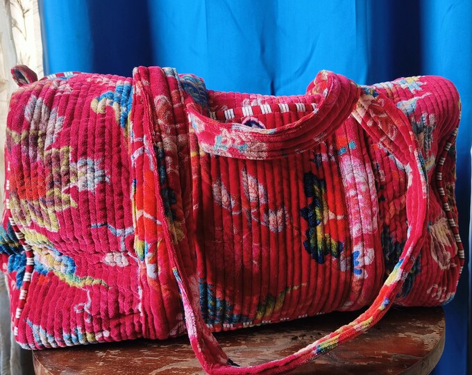 Snowbloom Quilted Velvet Duffel main image 1
