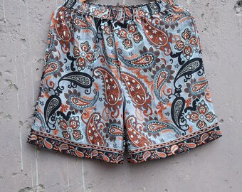 Men's Silk Blend Boxer Shorts | Grey Multicolour Paisley | Man Lounge Boxer Shorts | Boho Shorts | House Beach Artist Shorts