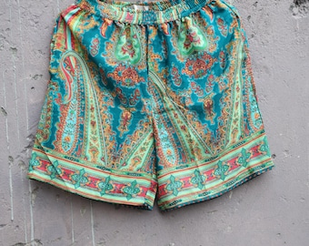 Men's Silk Blend Boxer Shorts | Multicolour Paisley | Man Lounge Boxer Shorts | Boho Shorts | House Beach Artist Shorts