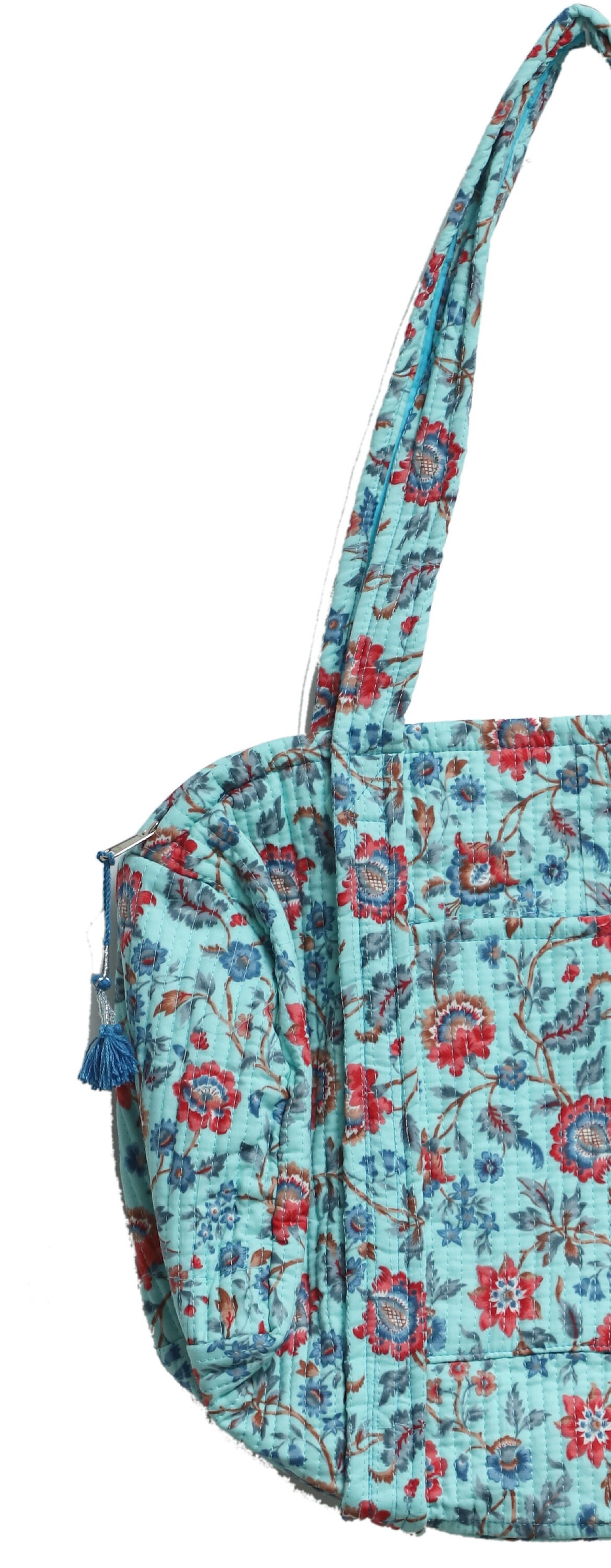 Handblocked Quilted Cotton Duffle Bag With Dual Front and Back Etsy