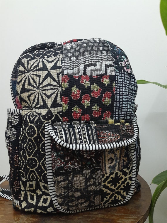Quilted Cotton Handblocked Patchwork Backpack | Sustainable 