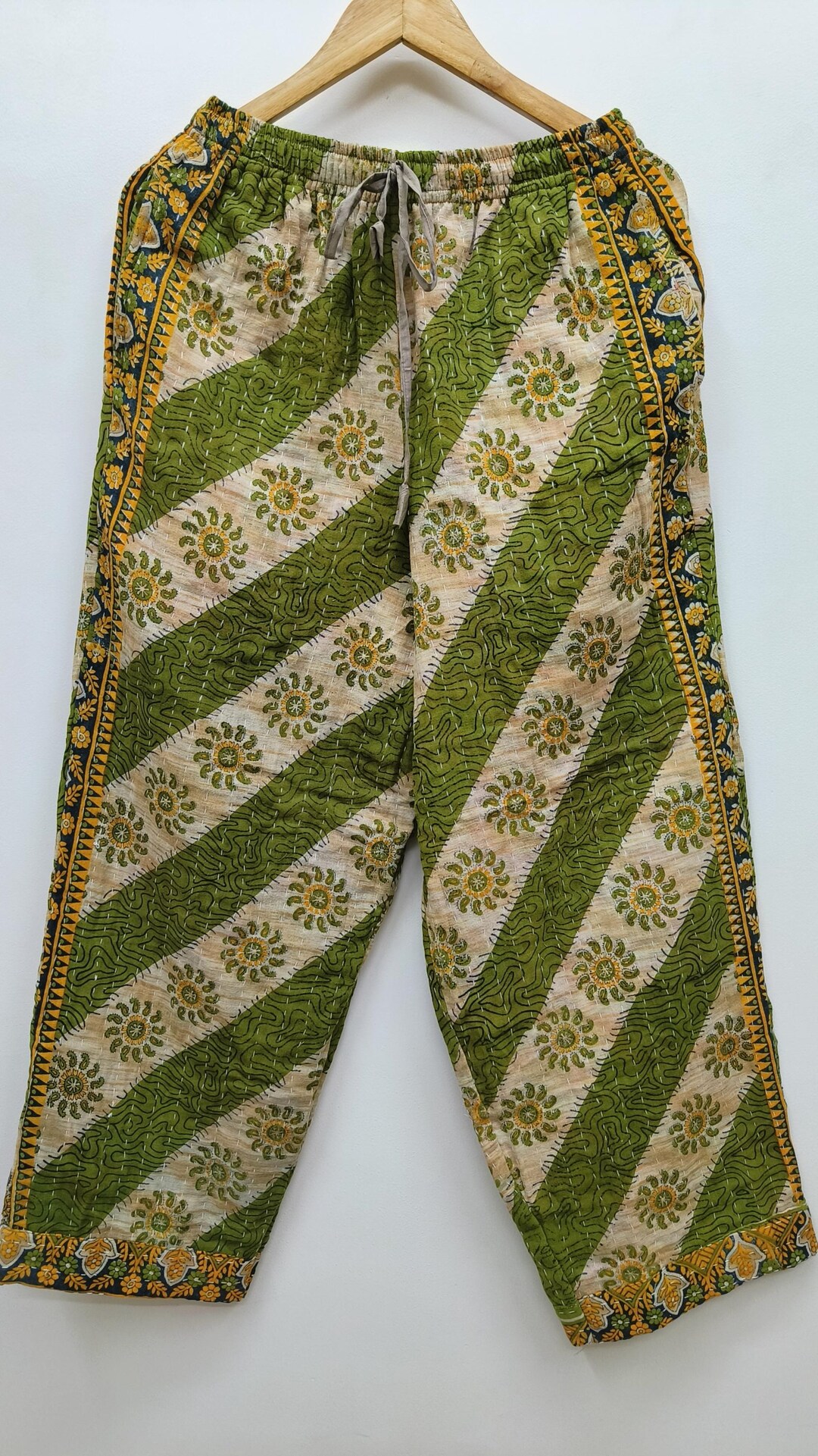 LENA KANTHA TROUSERS TURQUOISE LEAVES
