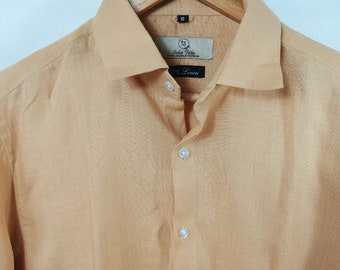 Classic Pure Linen Men's Shirt in Rust Brown | Long Sleeves Buttoned Shirt | Classic Linen Shirt | Summer Shirt | Linen Clothing for Men