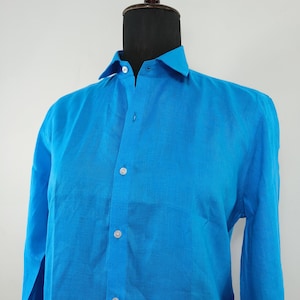 Klassisches Herrenhemd aus Reinem Leinen in Kobaltblau | Langärmeliges Hemd mit Knöpfen | Klassisches Leinenhemd | Sommer Shirt | Leinen Bekleidung für Männer
