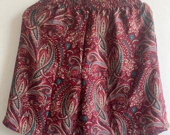 Men's Silk Blend Boxer Shorts |  Red & Green | Man Lounge Boxer Shorts | Boho Shorts | House Beach Artist Paisley Shorts