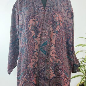 Handmade Boiled Merino Wool Kimono: Paisley Floral Robe Jacket main image 1