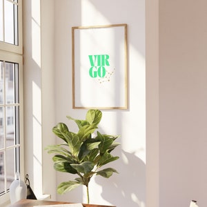 Virgo Zodiac Print, Virgo Star Sign Constellation Print, Virgo Poster, Zodiac Sign Wall Décor