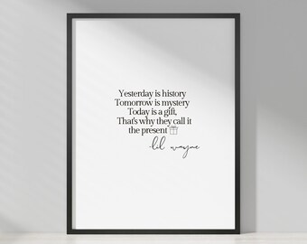 Lil Wayne 'Lyric' Rap Print, Printable Wall Art, Digital Print, Rap artwork, Hip hop poster, Home Decor, Minimal Design