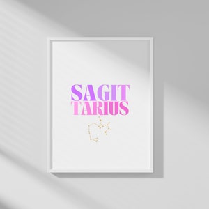 Sagittarius Zodiac Print, Sagittarius Star Sign Constellation Print, Sagittarius Poster, Zodiac Sign Wall Décor