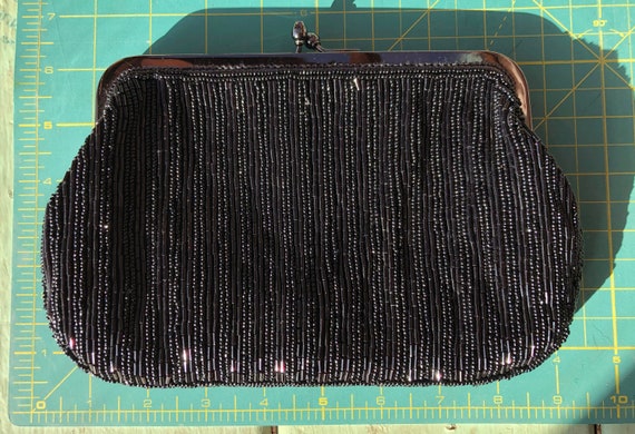 Black Beaded Clutch or Strap Purse - image 3