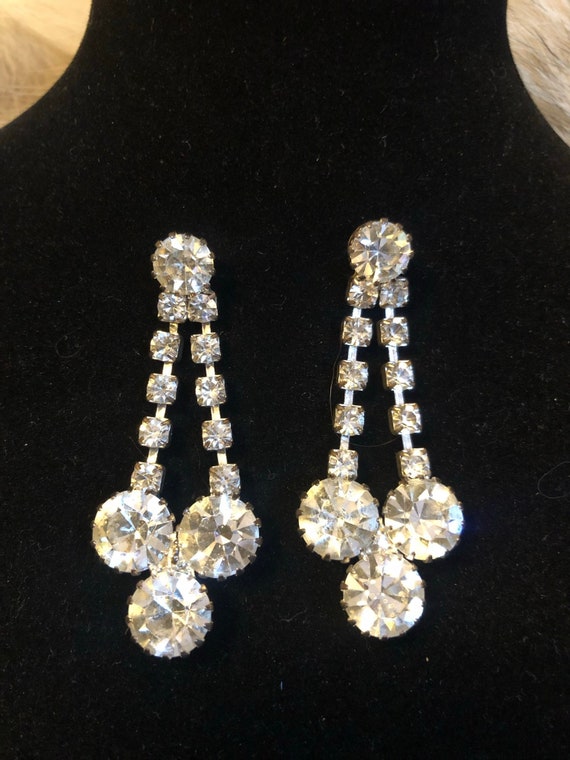 Vintage Rhinestone Pierced Earrings