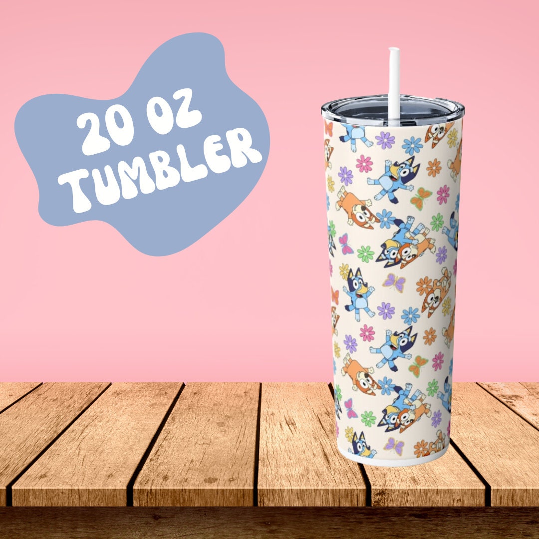 Bluey Dad Heeler Skinny Tumbler With Straw 20oz 