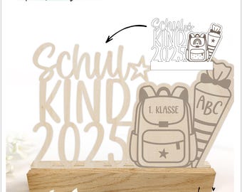 Laser file block decoration school child 2025 school enrollment craft blocks template SVG plotter file laser cut vector file, school cone, table decoration