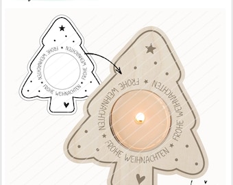 Laser file tealight holder Christmas tree SVG plotter file laser cut, make gifts