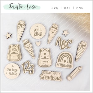 Fichier laser SVG inscription scolaire pièces dispersées, laser bois papier SVG, écolier retour à la décoration de table d'école cône d'école cône de bonbons