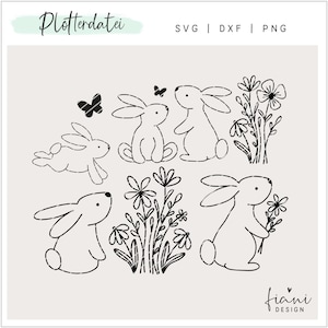 Plotterdatei Osterhasen Wildblumen Hase SVG
