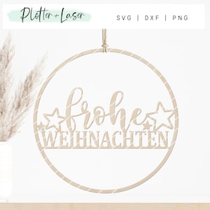 Laserdatei Weihnachtskranz Weihnachtsloop Türkranz Loop Ring SVG Plotterdatei Lasercut