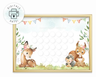 Forest animals deer reward board, digital file for printing