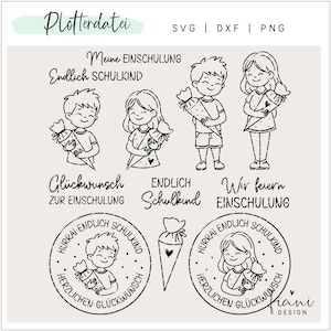Plotterdatei Einschulung Schulkind Schule Schulanfang SVG Schultüte Schulstart