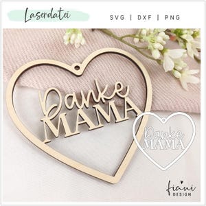 Laserdatei Herz "Danke Mama" Loop Ring SVG Plotterdatei Lasercut, Holzring Holzkranz, Muttertag