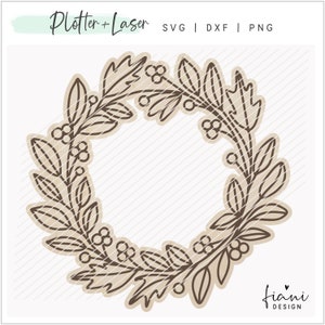 Plotter file Christmas wreath SVG laser file laser cut