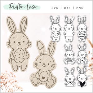 Fichier laser Pendentif de Pâques Fichier plotter SVG découpé au laser, lapin de Pâques, étiquette cadeau