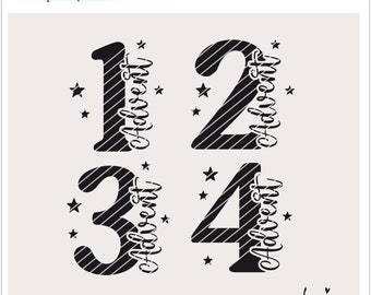 Plotter file Advent 1-4 Advent numbers SVG