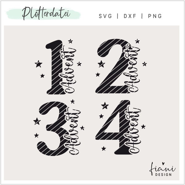 Plotter file Advent 1-4 Advent numbers SVG