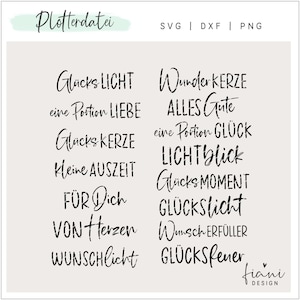 Plotterdatei Kerzentexte Kerzengestaltung SVG Glückslicht
