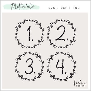 Plotter file Advent 1-4 Advent numbers wreath SVG