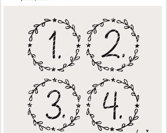 Plotter file Advent 1-4 Advent numbers wreath SVG