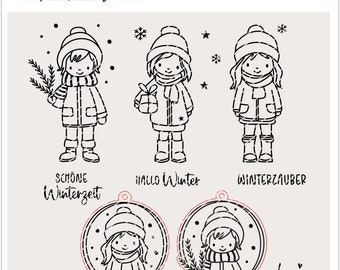 Plotterdatei Winter Kinder SVG