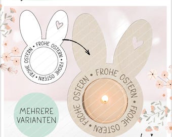 Laser file tealight holder Easter Easter bunny SVG plotter file laser cut, make gifts