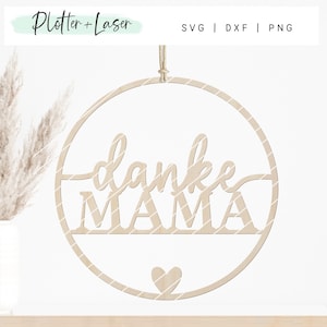 Laserdatei Kranz Muttertag Mama Loop Ring SVG Plotterdatei Lasercut, Geschenkidee Muttertagsgeschenk, Holzkranz